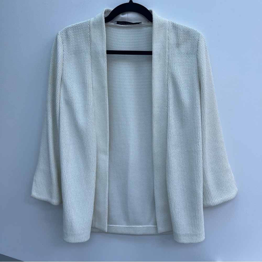 Sally LaPointe size 2 light cream/ white open structured blazer, woven material